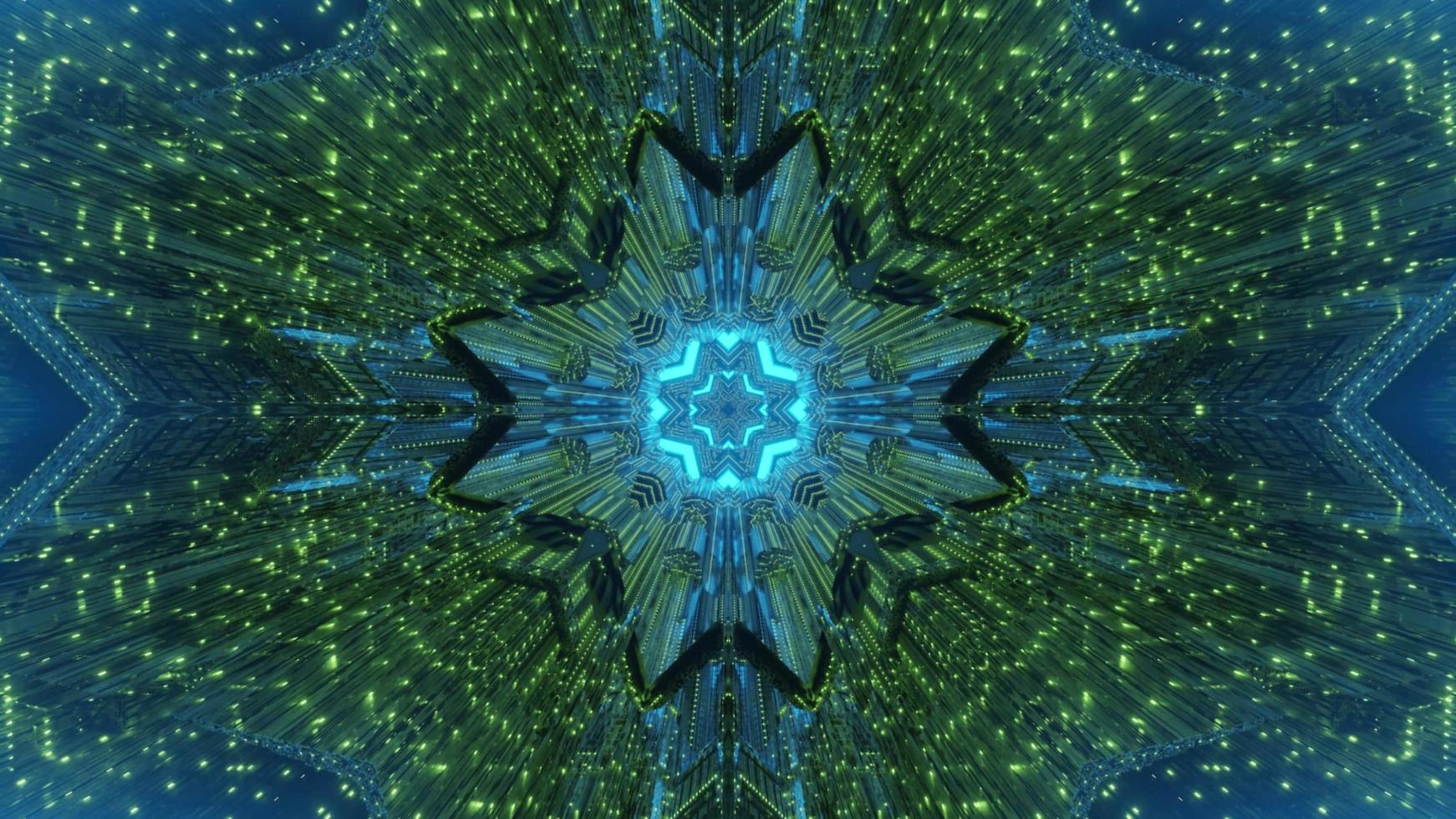 Ornamental abstract futuristic background with light effects 3d illustration photo