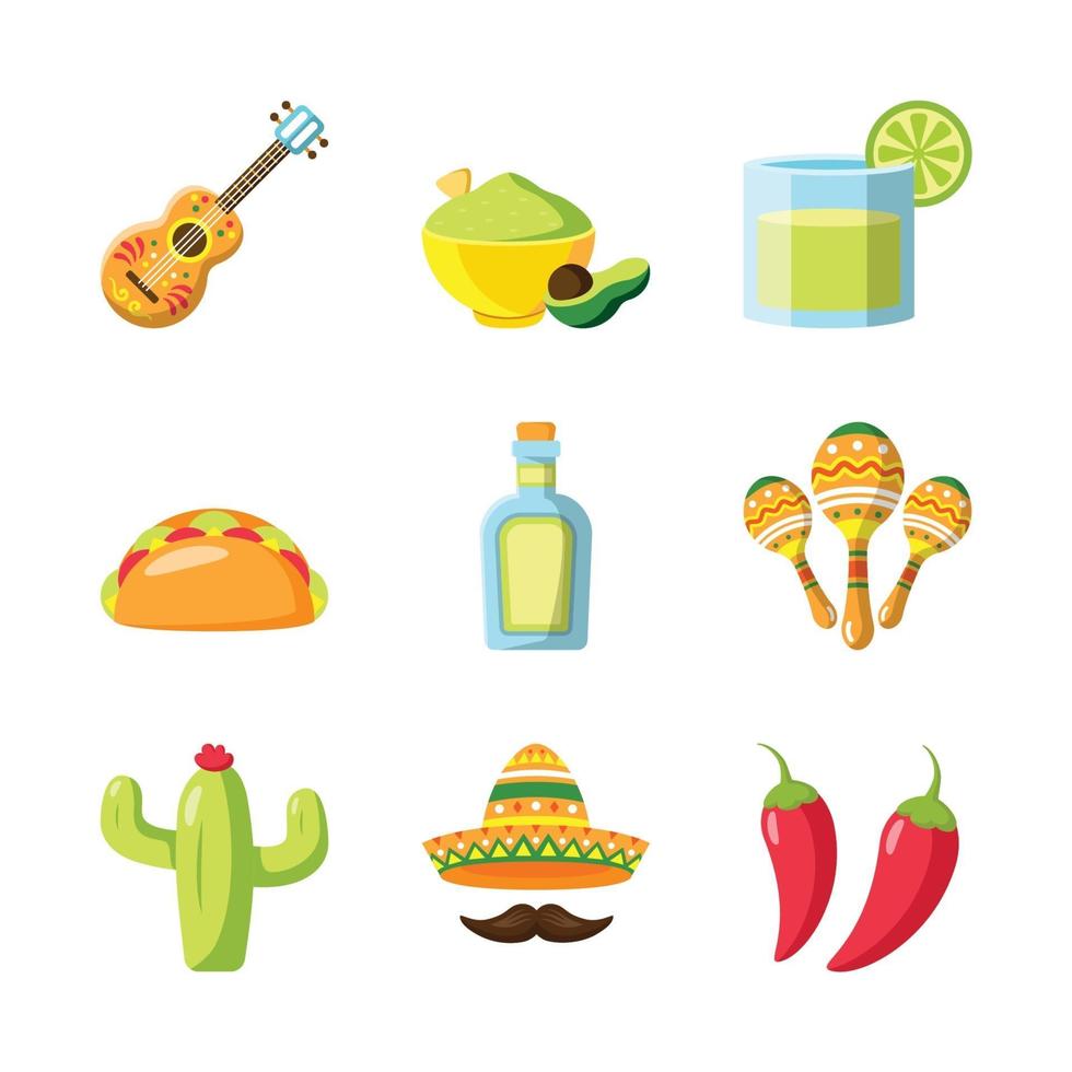 cinco de mayo conjunto de iconos vector