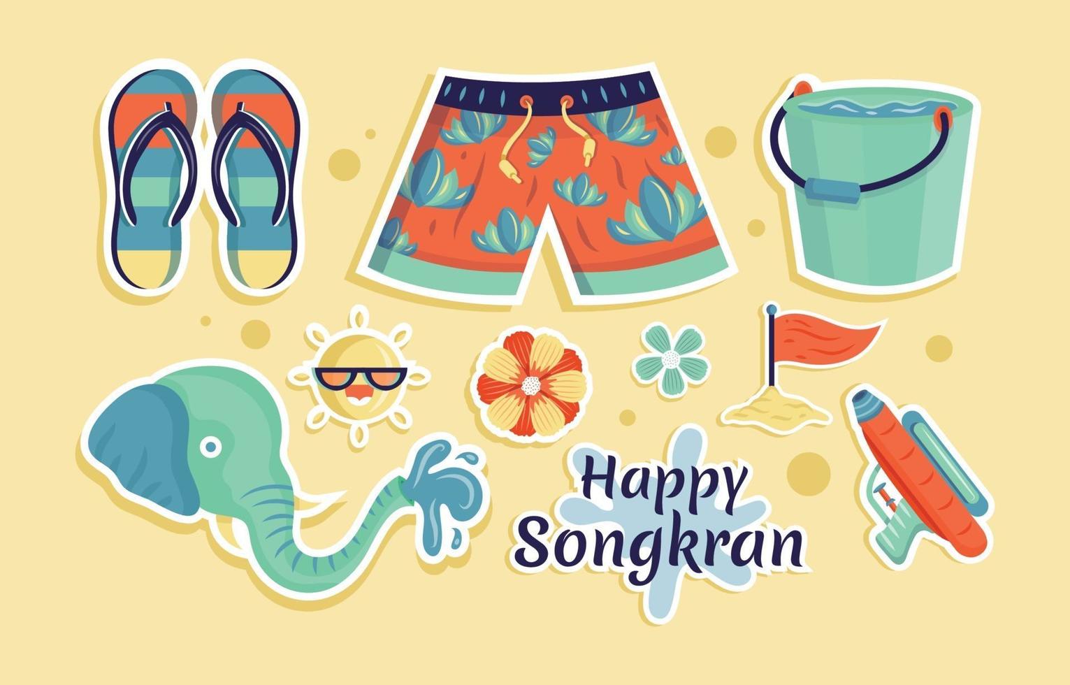 feliz festival de salpicaduras de agua de songkran pegatina vector