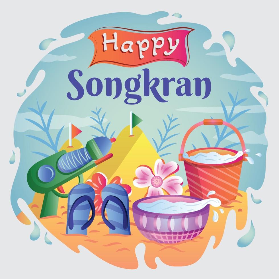 Happy Songkran Water Splashing Festival Template vector