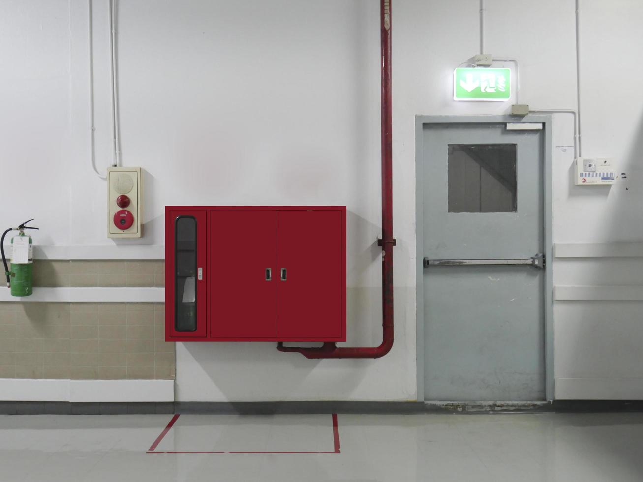 Fire hose cabinet and fire extinguisher equipment photo