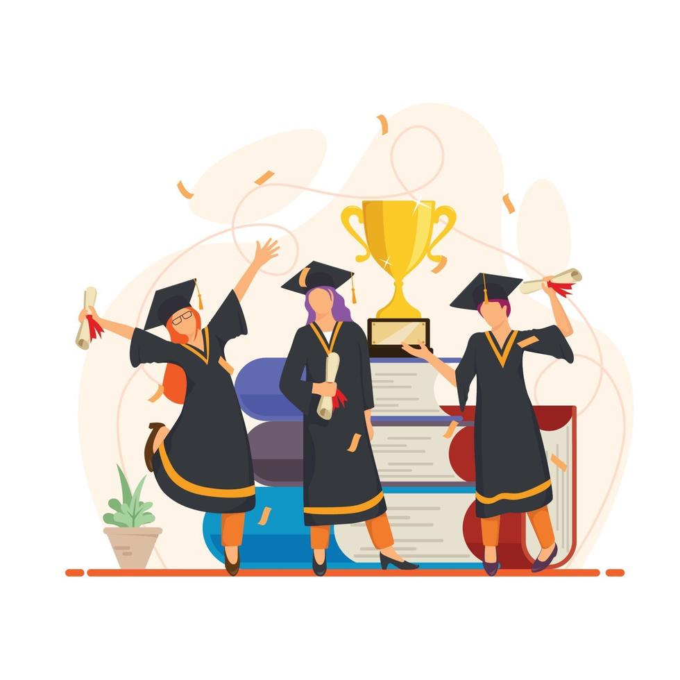 Students Celebrating Graduation Day Concept vector