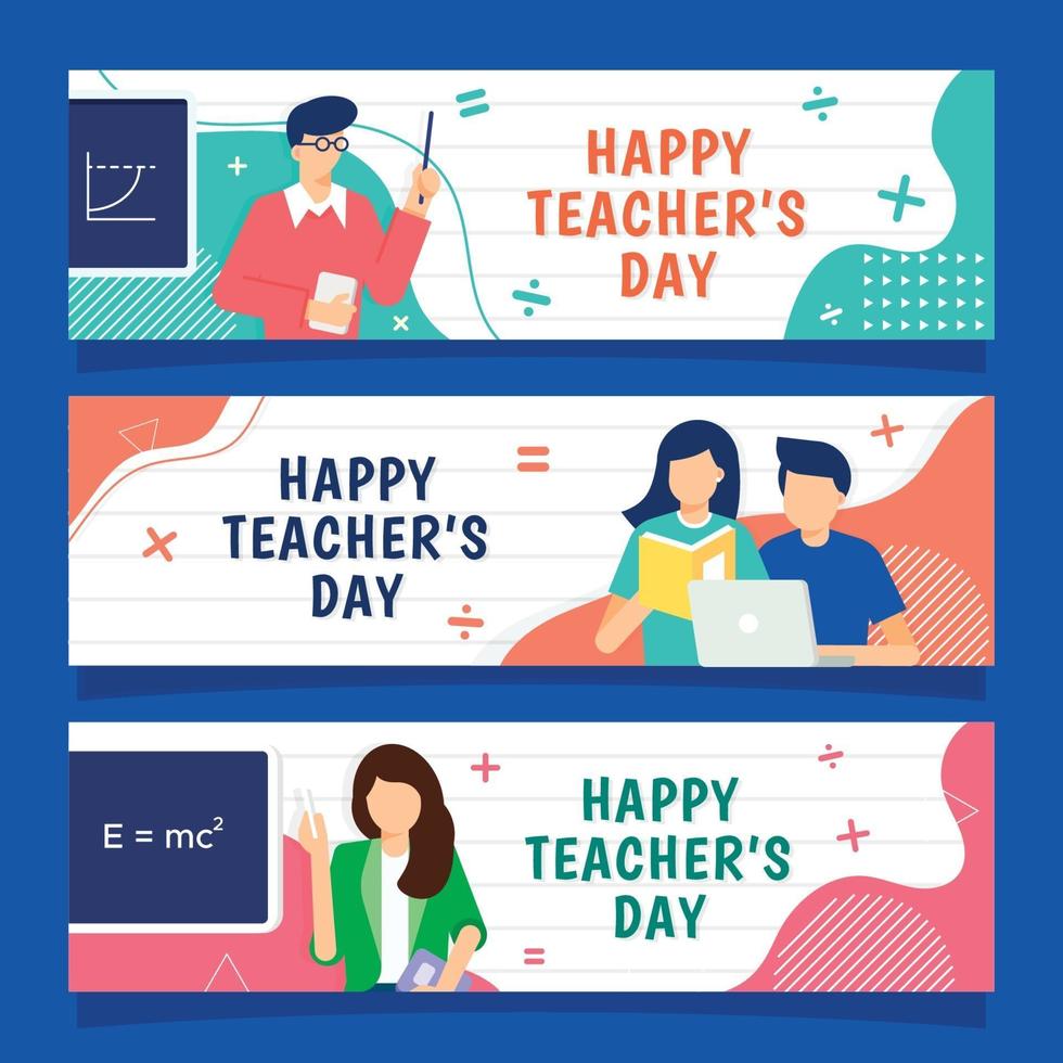 Happy Teacher's Day Banner Collection vector