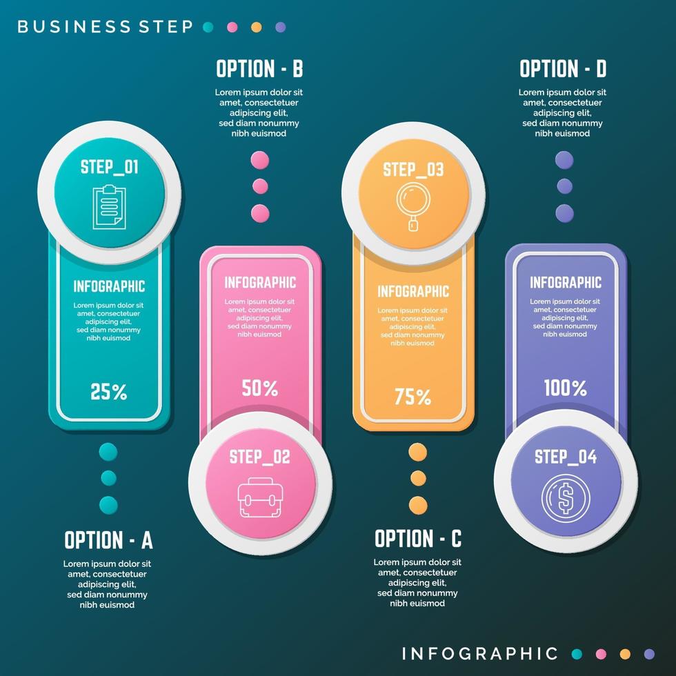 3D Infographic with Element in Gradient Style vector