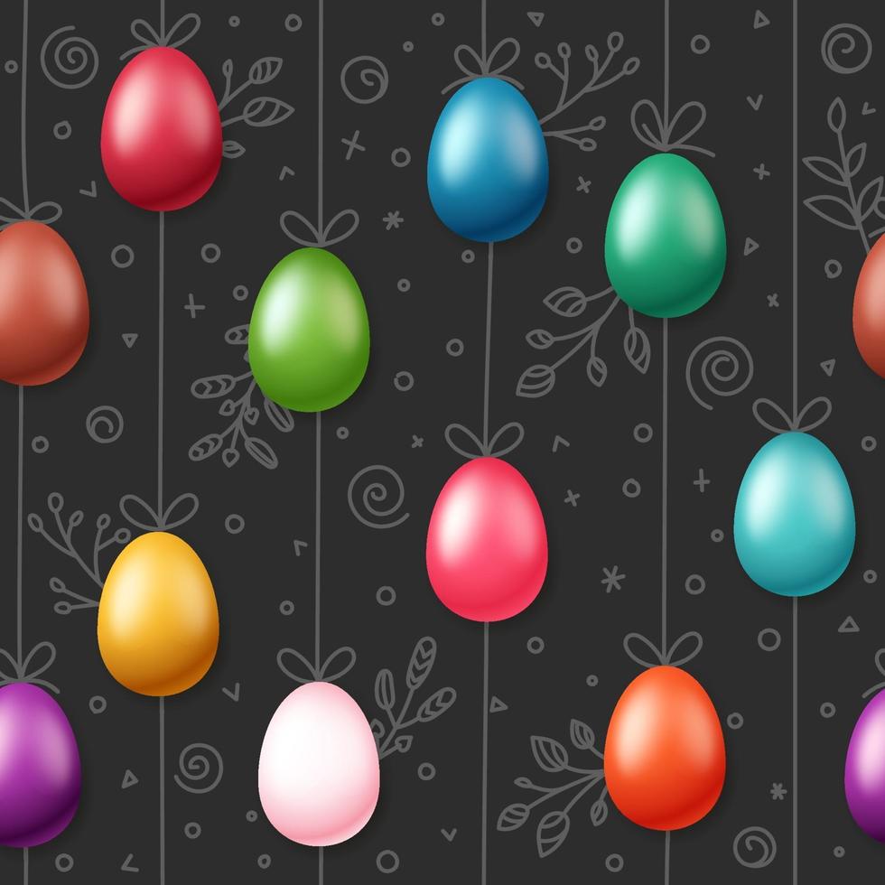 Easter eggs on rope. Holiday seamless pattern vector