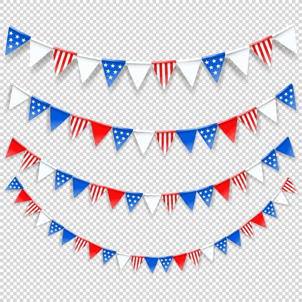 Presidents day color flags vector set