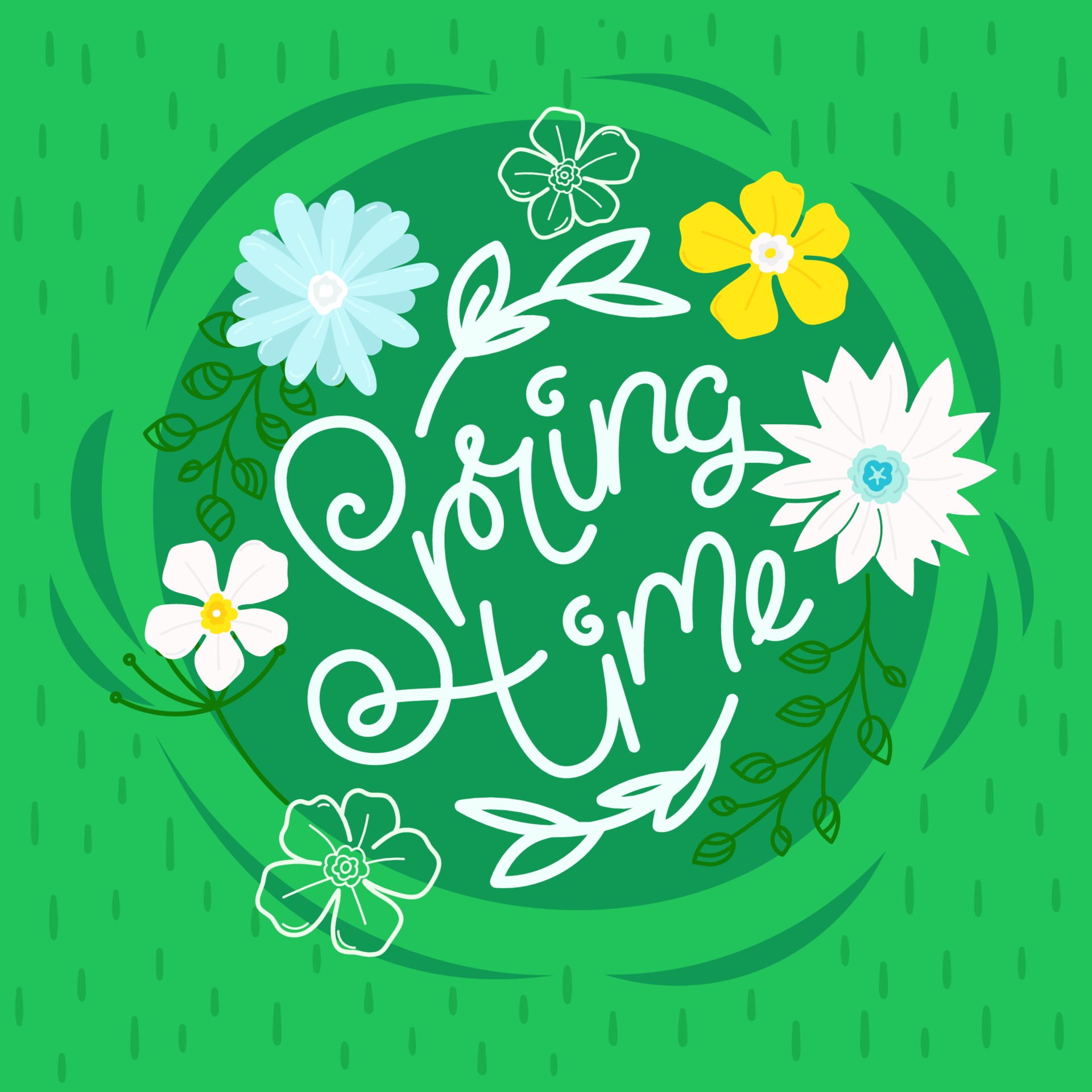 Spring time vector concept with calligraphic text 2191494 Vector Art at ...