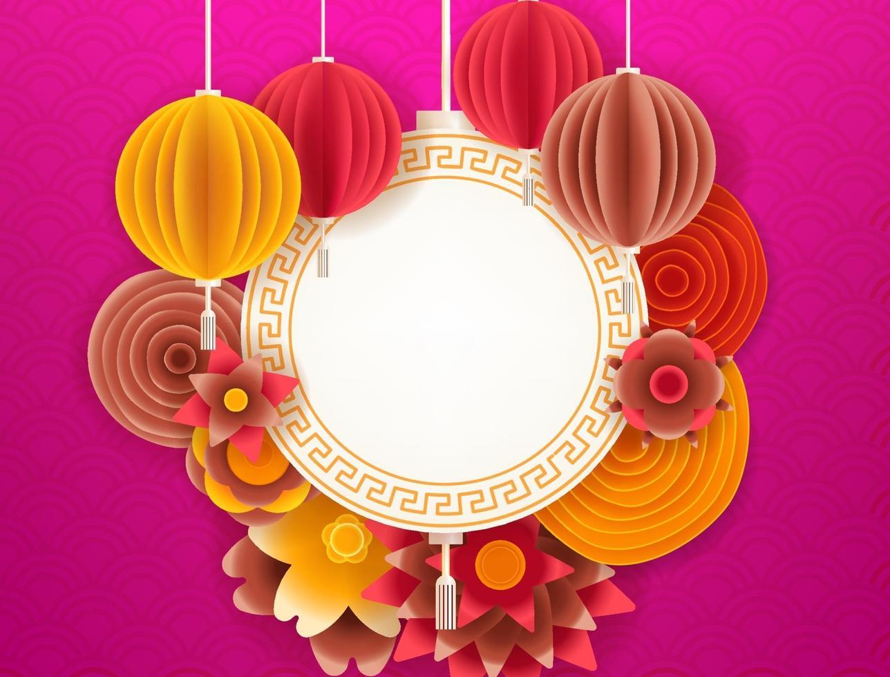 Lunar new year design background. Happy Pig Year in Chinese. vector