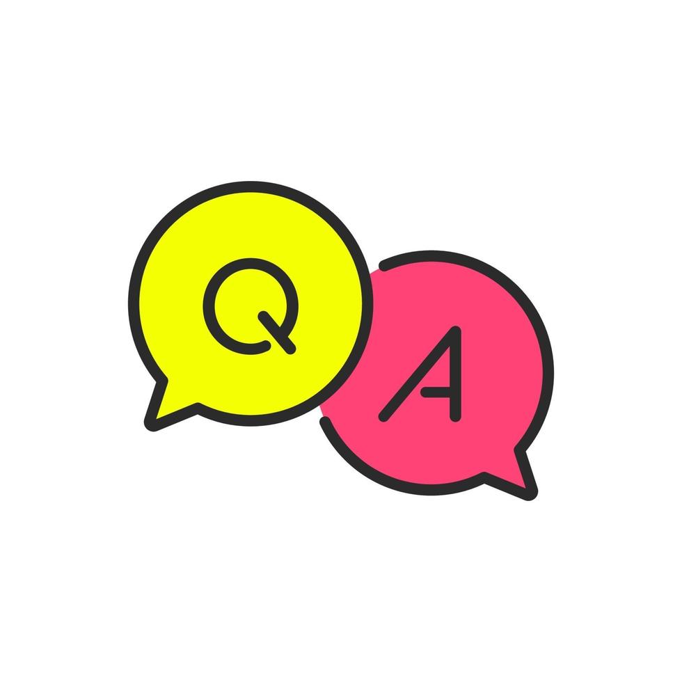 Questions and answers icon with speech bubbles. vector