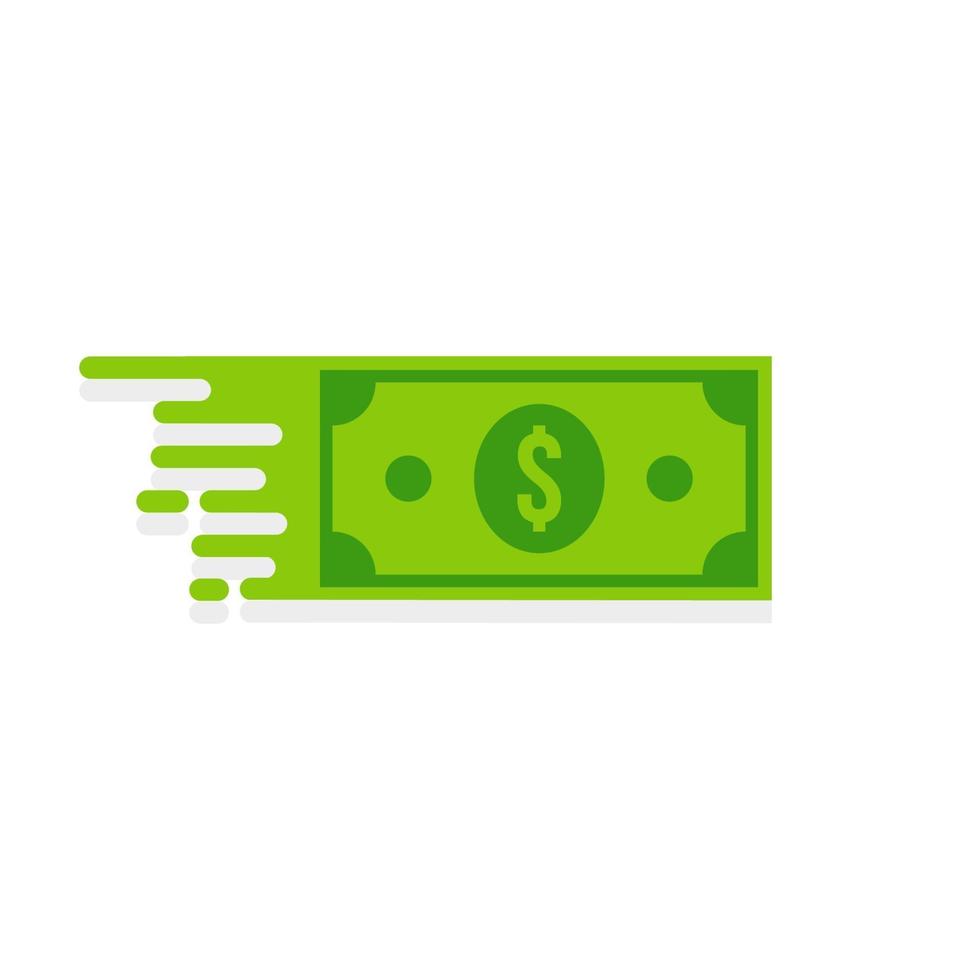 Bank note Dollar bill flying from sender to receiver. Money vector icon.