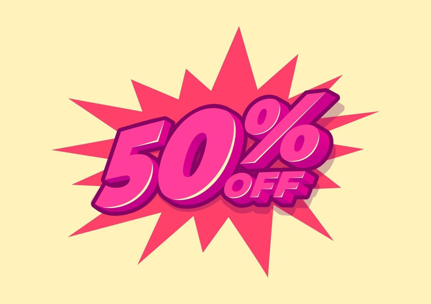 50 percent off sale tag. Sale of special offers. 50 percent discount price vector