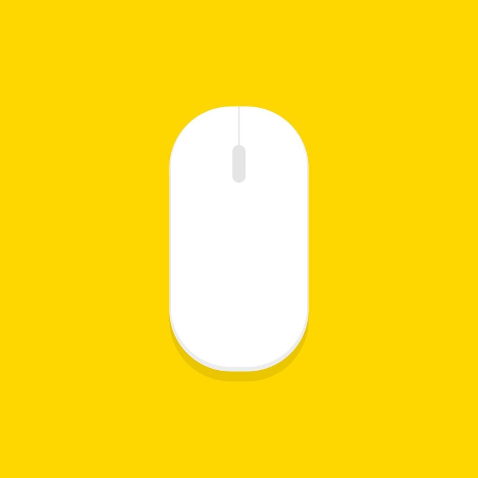 simple ratón inalámbrico para computadora. icono del ratón de la computadora sobre fondo amarillo. vector