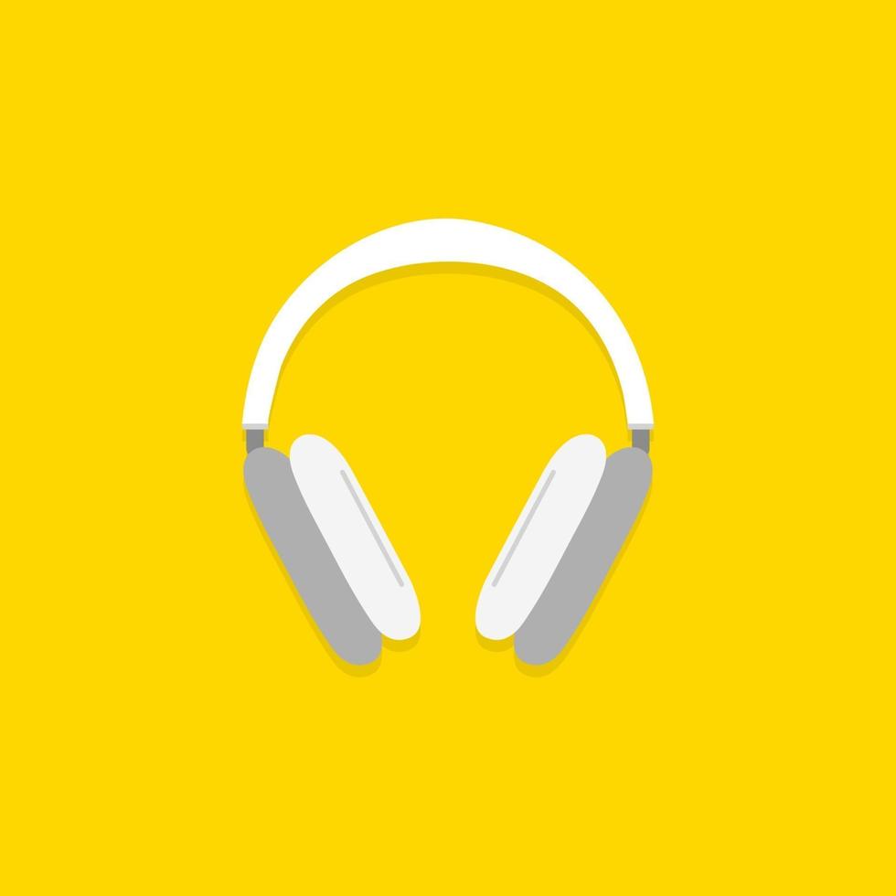 Wireless headphones on yellow background. vector