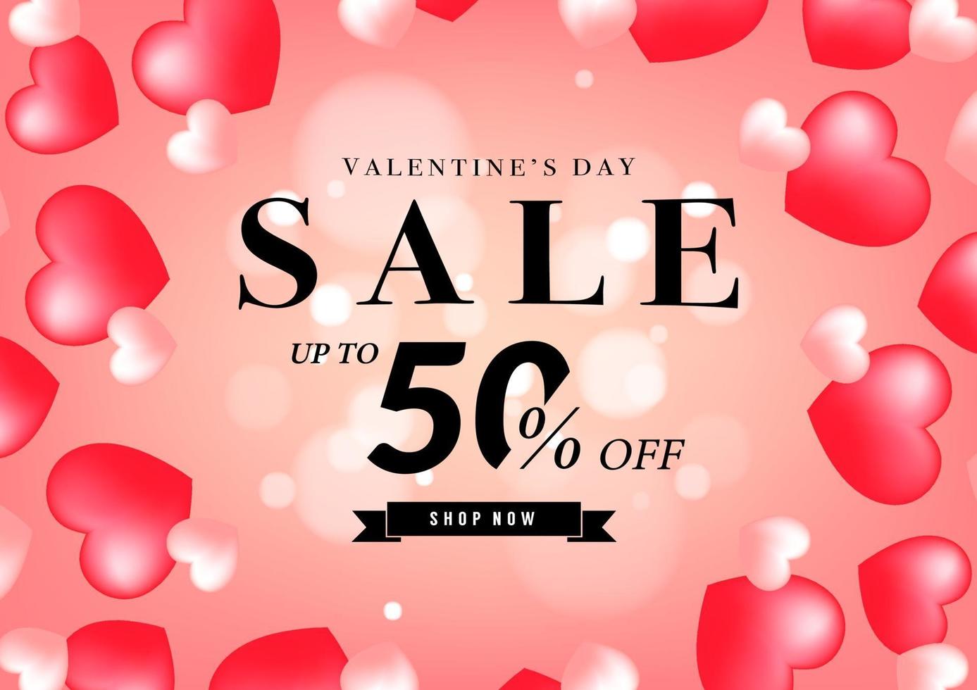 Valentine's day sale banner design template. 50 percent off discount promotion sale banner. vector