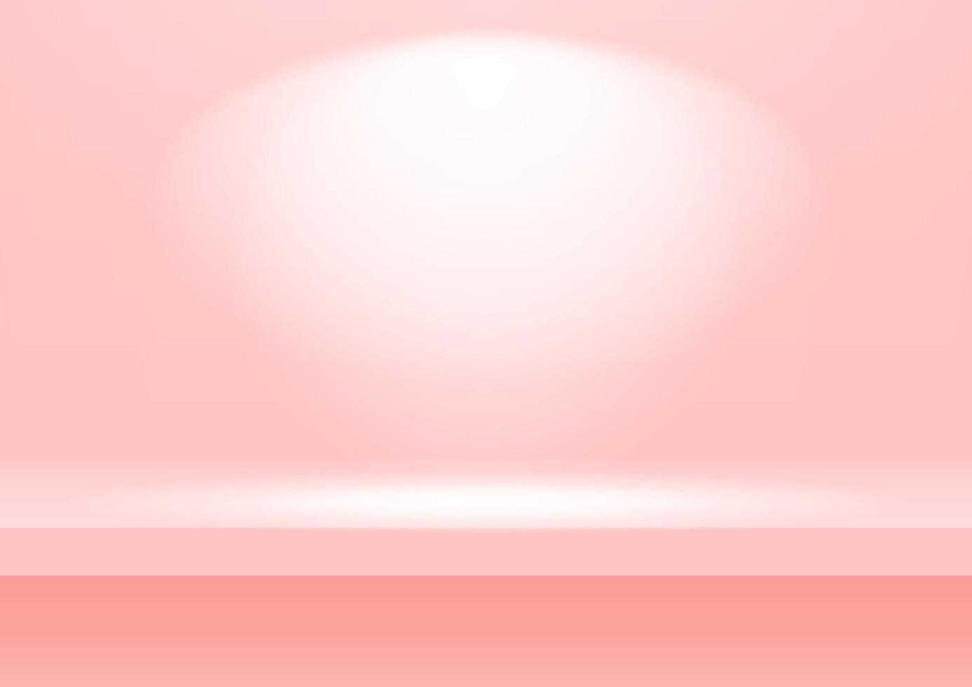 Realistic pink shelf on the studio wall. Empty studio pink background for product display with copy space. vector