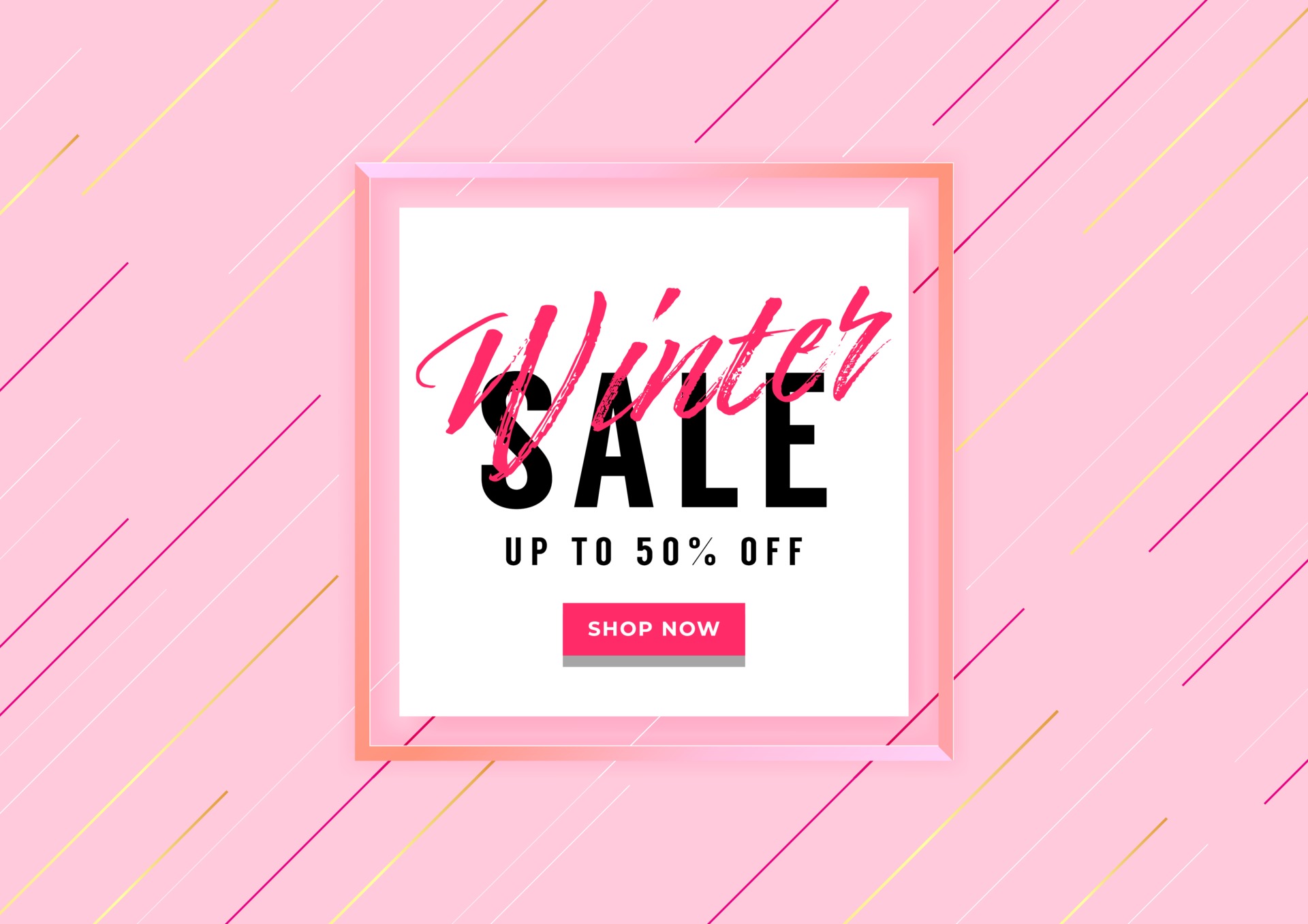 Winter shopping sale banner template with lettering. Trendy fashion