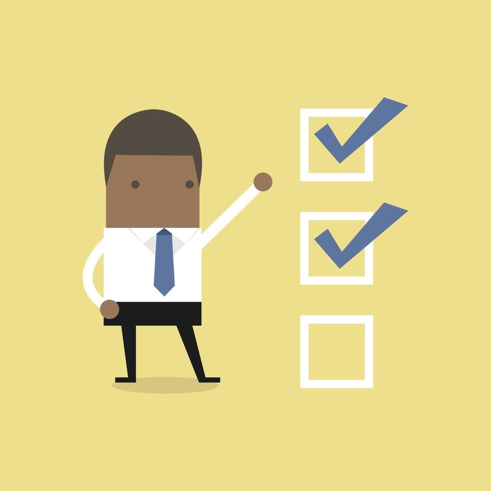 African businessman with important checklist. vector