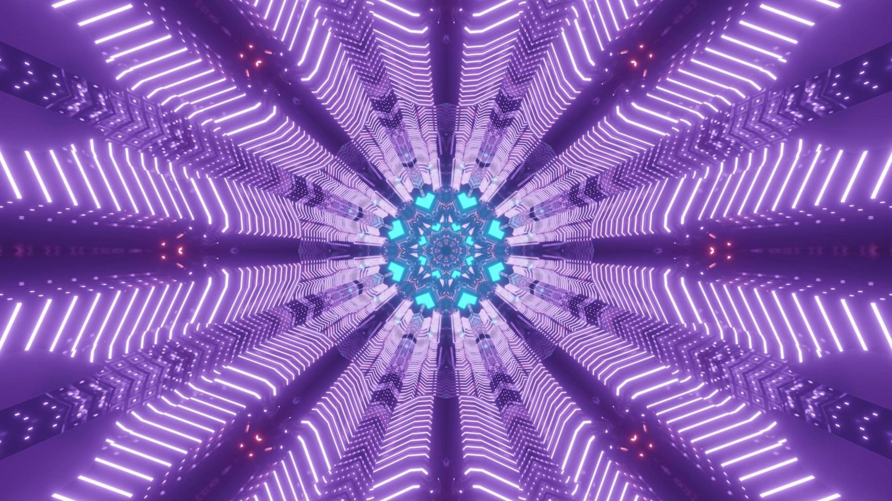 Luminous neon ornament with symmetric design 3d illustration photo