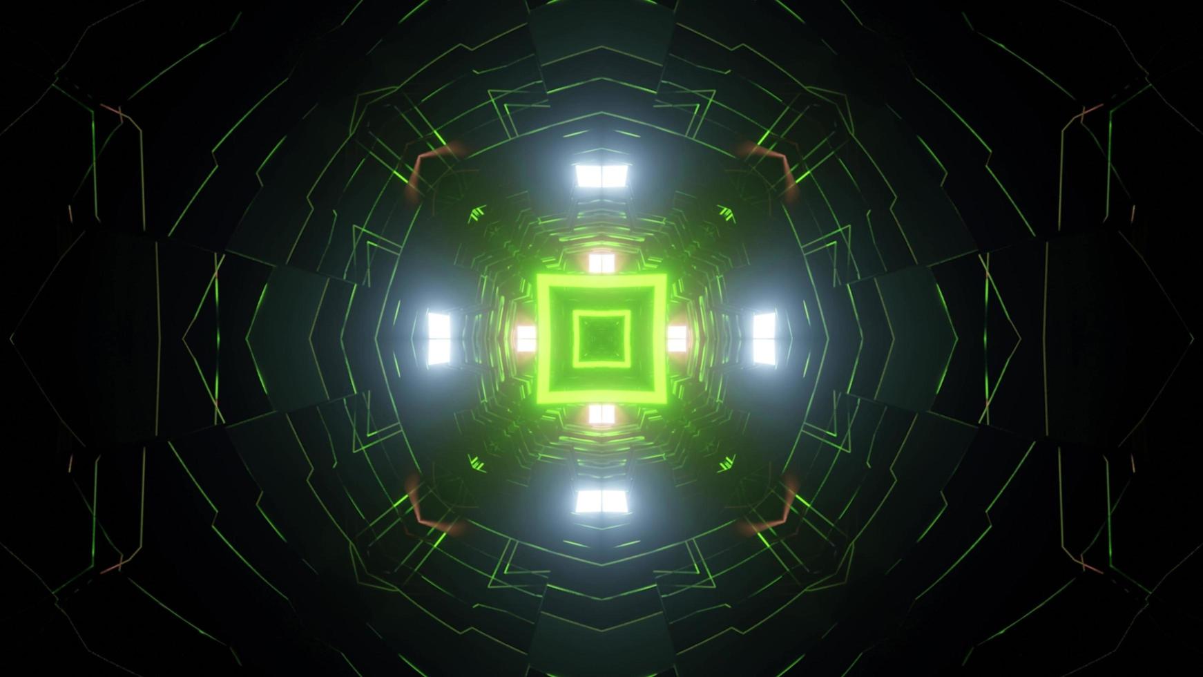 Sci fi green tunnel 3d illustration photo