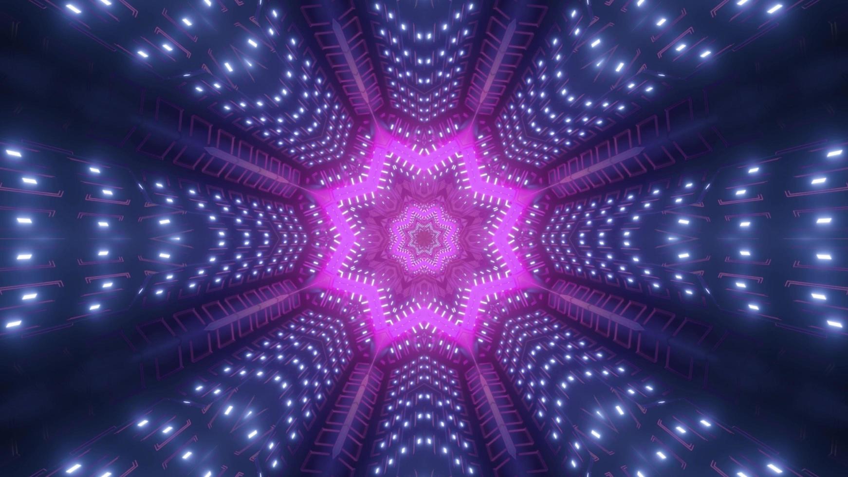 Purple star shaped tunnel 3D illustration photo