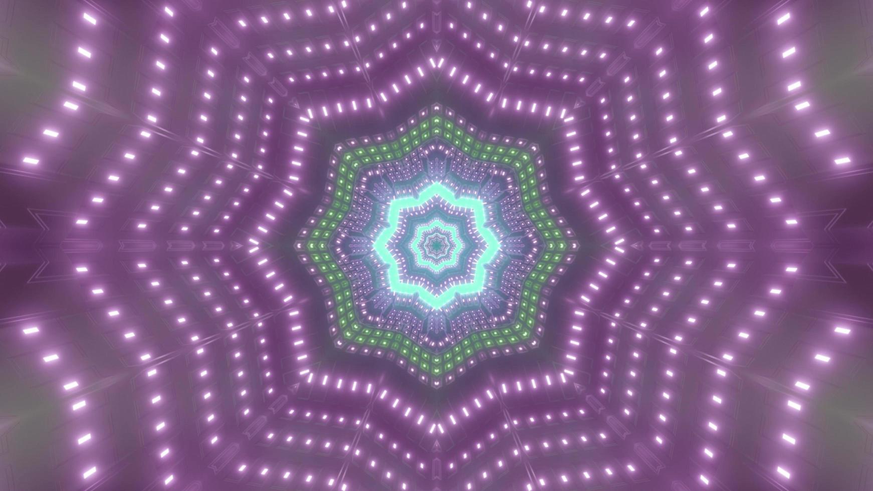 Star shaped tunnel with purple lights 3D illustration photo