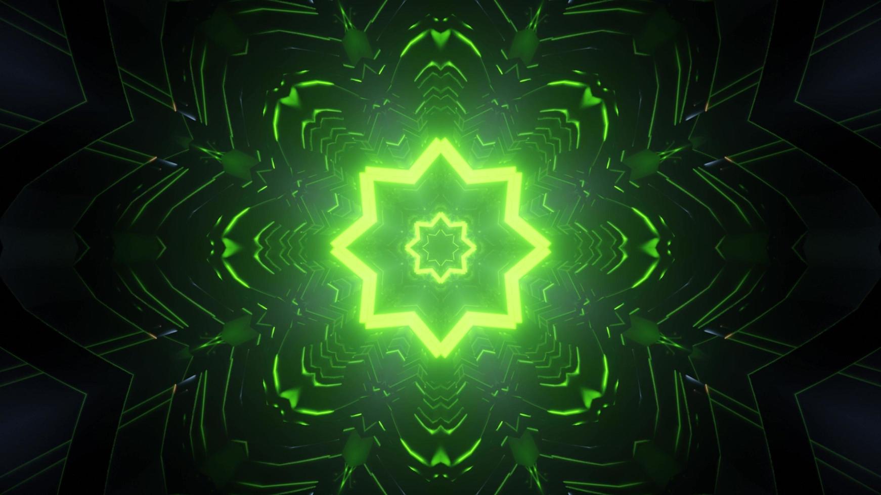 Dark tunnel with shiny green holes 3d illustration photo