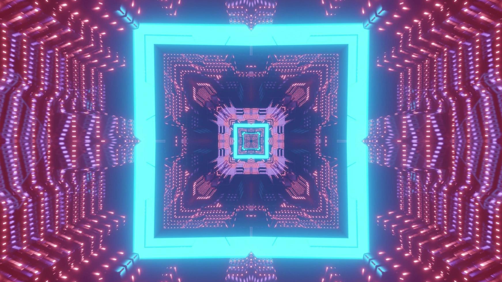 Geometric glowing tunnel 3d illustration photo