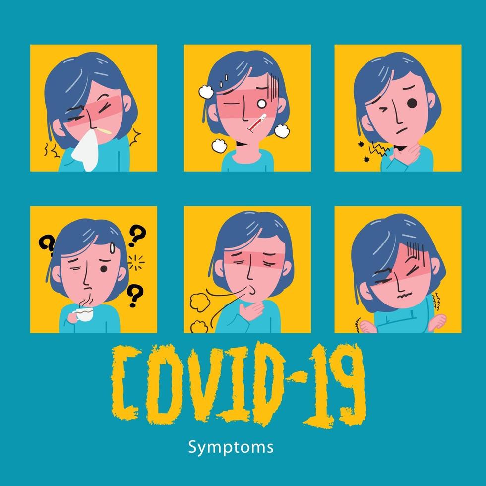 síntomas de COVID-19. concepto de salud. vector