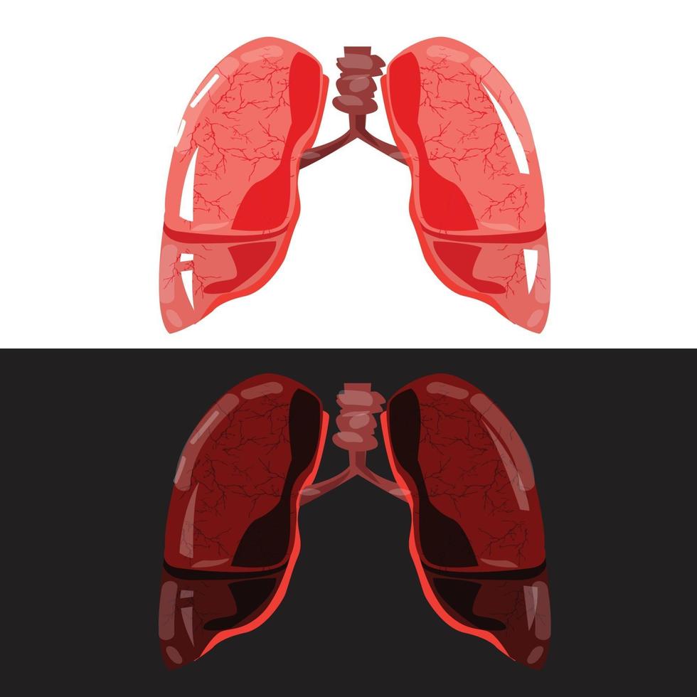pulmón sano o enfermedad pulmonar. pulmón bueno y malo. vector