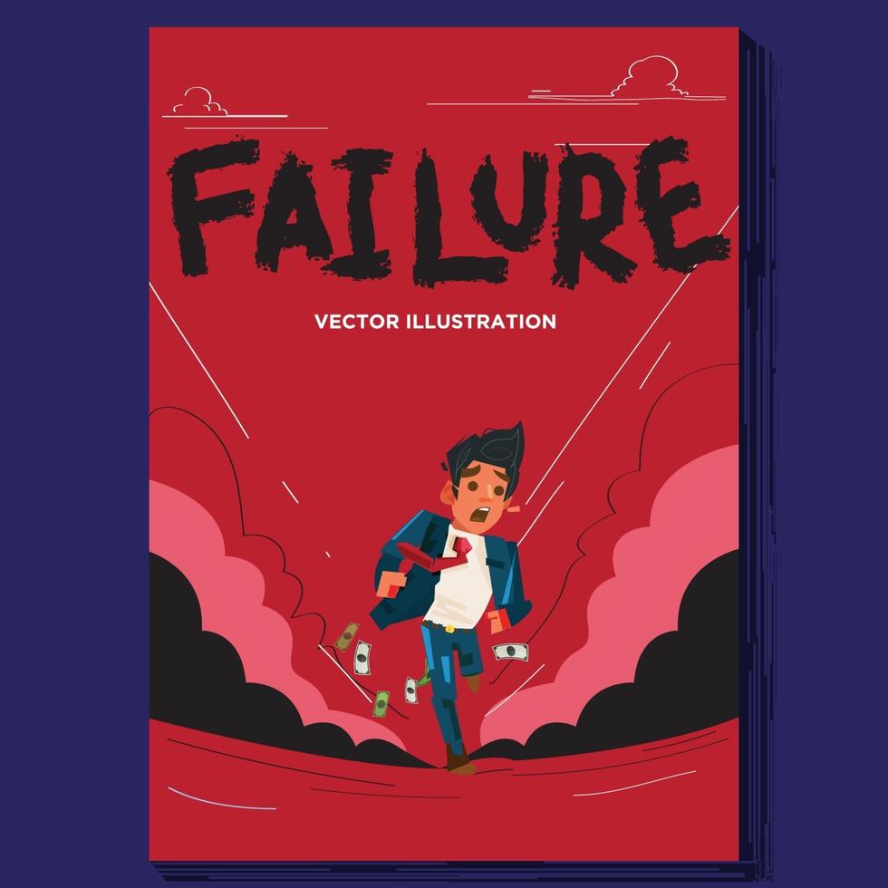 Failure businessman runs away vector