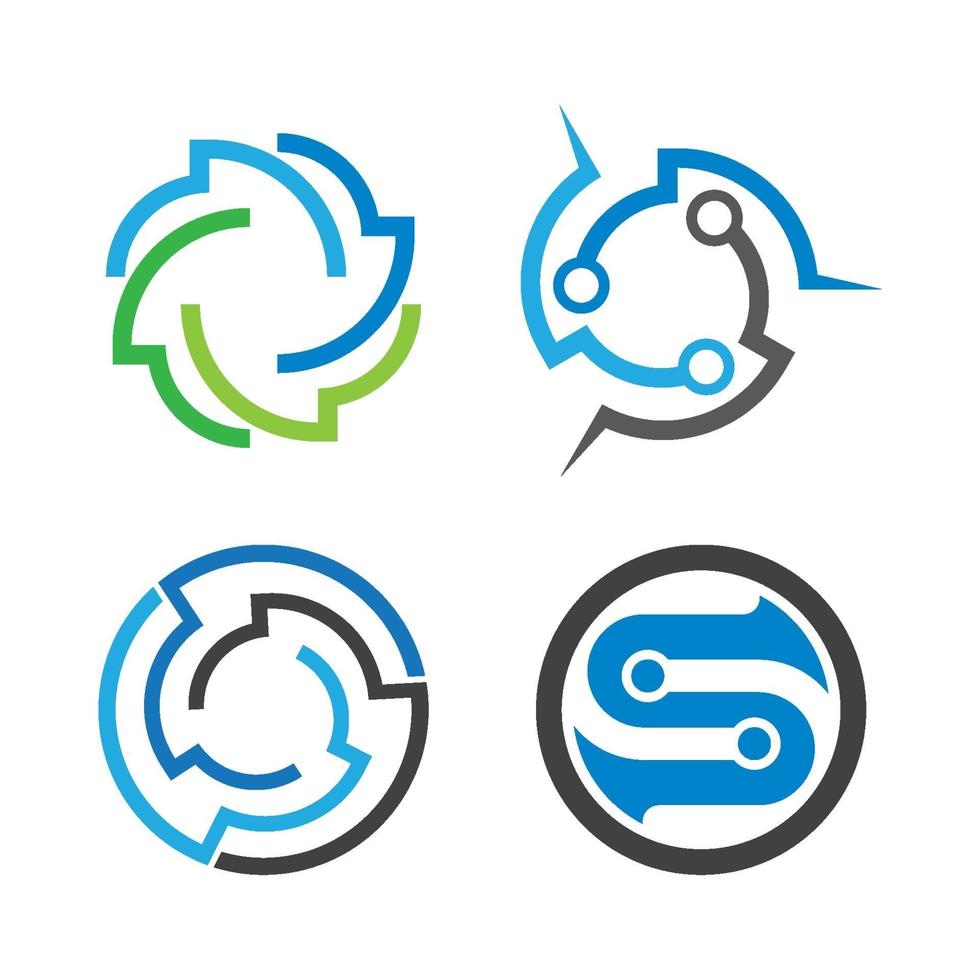 Technology logo images illustration set vector