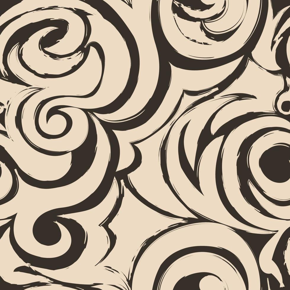patrón transparente marrón de espirales y rizos. adorno decorativo para el fondo. vector