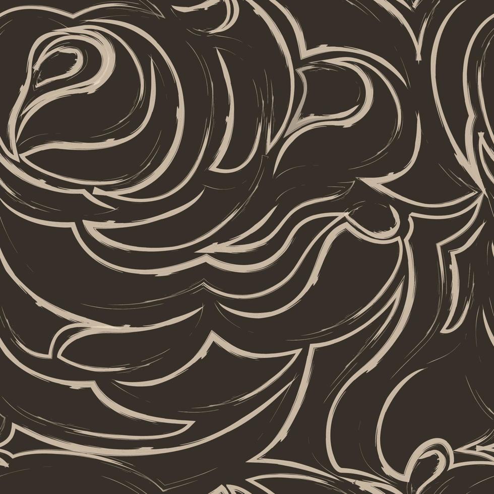 patrón transparente marrón de espirales y rizos. adorno decorativo para el fondo. vector