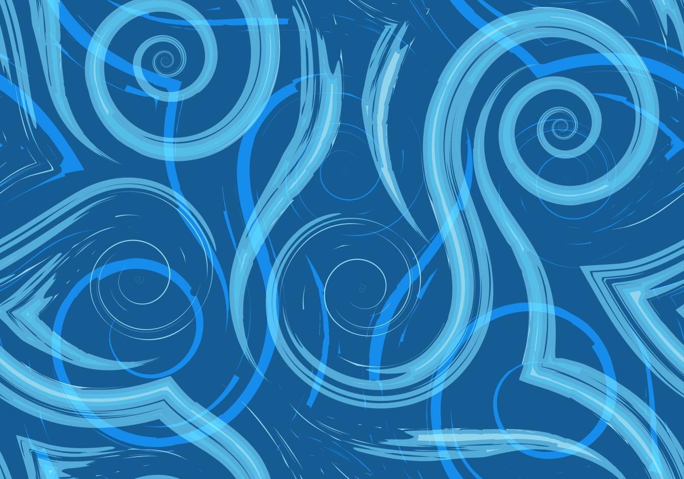 Seamless vector pattern of turquoise flowing lines and spirals on a sea background. Waves and swirl texture for wrapping or decorating fabrics