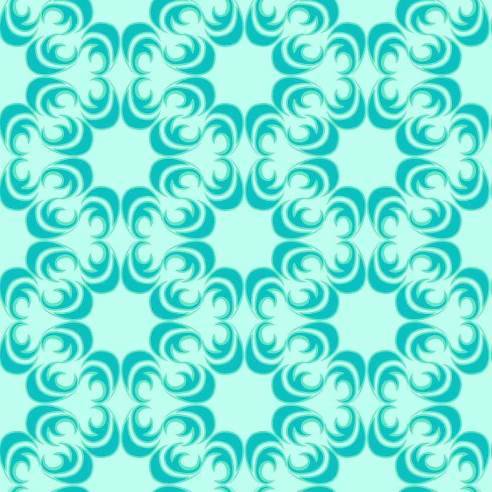Seamless vector pattern of floral and abstract elements of turquoise color of a round shape on a sea background.