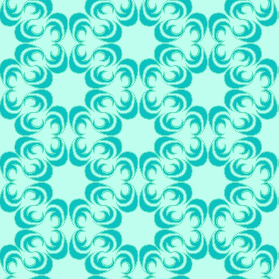 Seamless vector pattern of floral and abstract elements of turquoise color of a round shape on a sea background.