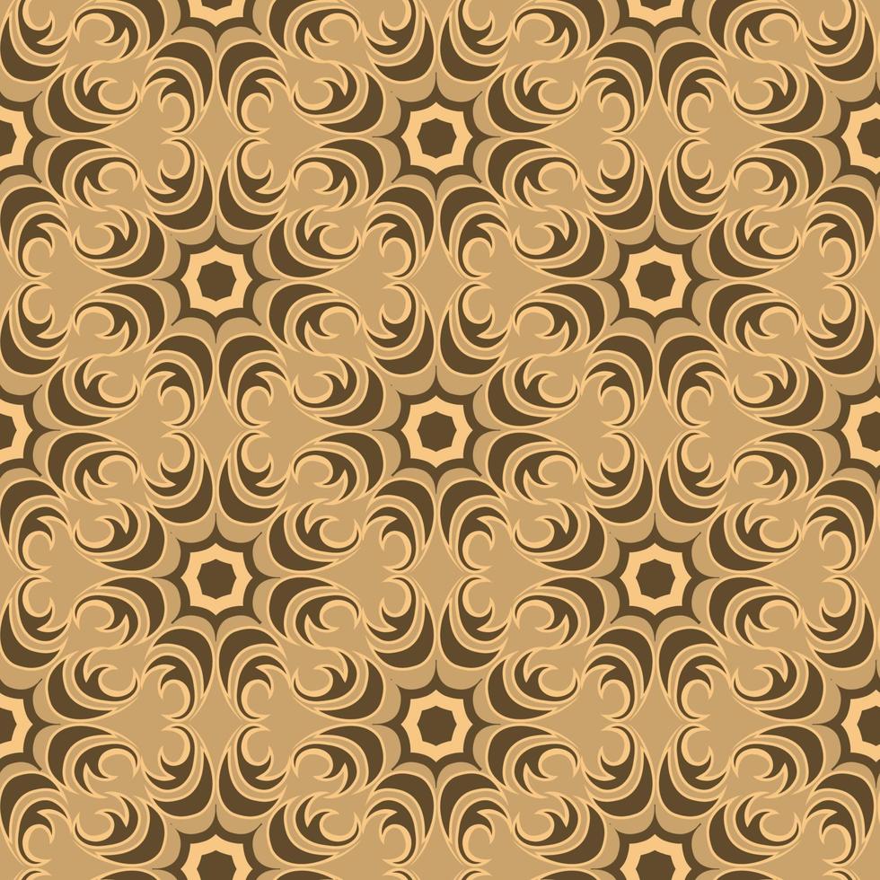 Seamless vector texture of floral and abstract round shape swamp color elements on brown backdrop.