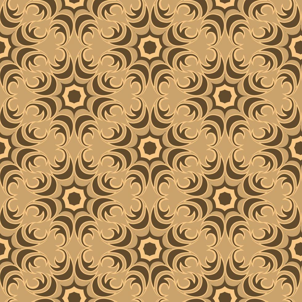 Seamless vector texture of floral and abstract round shape swamp color elements on brown backdrop.