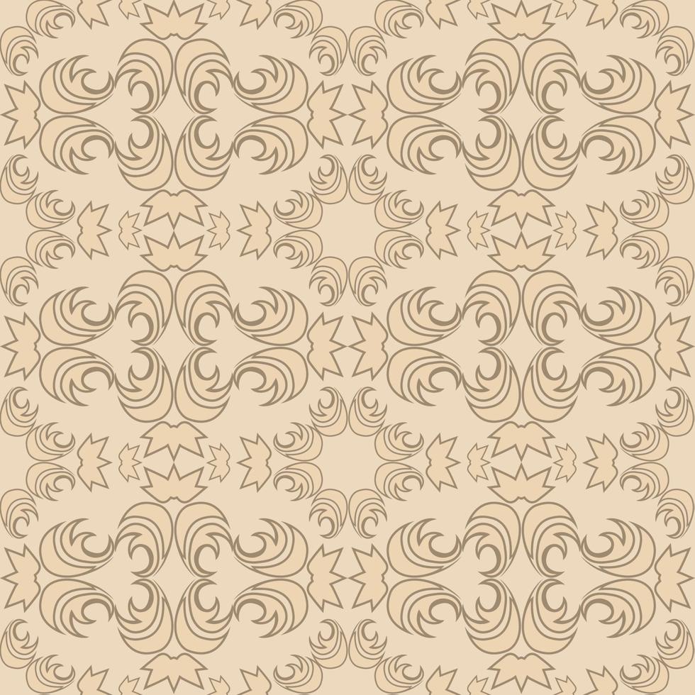 Seamless vector texture of floral and abstract round shaped cream color elements on a peach backdrop.