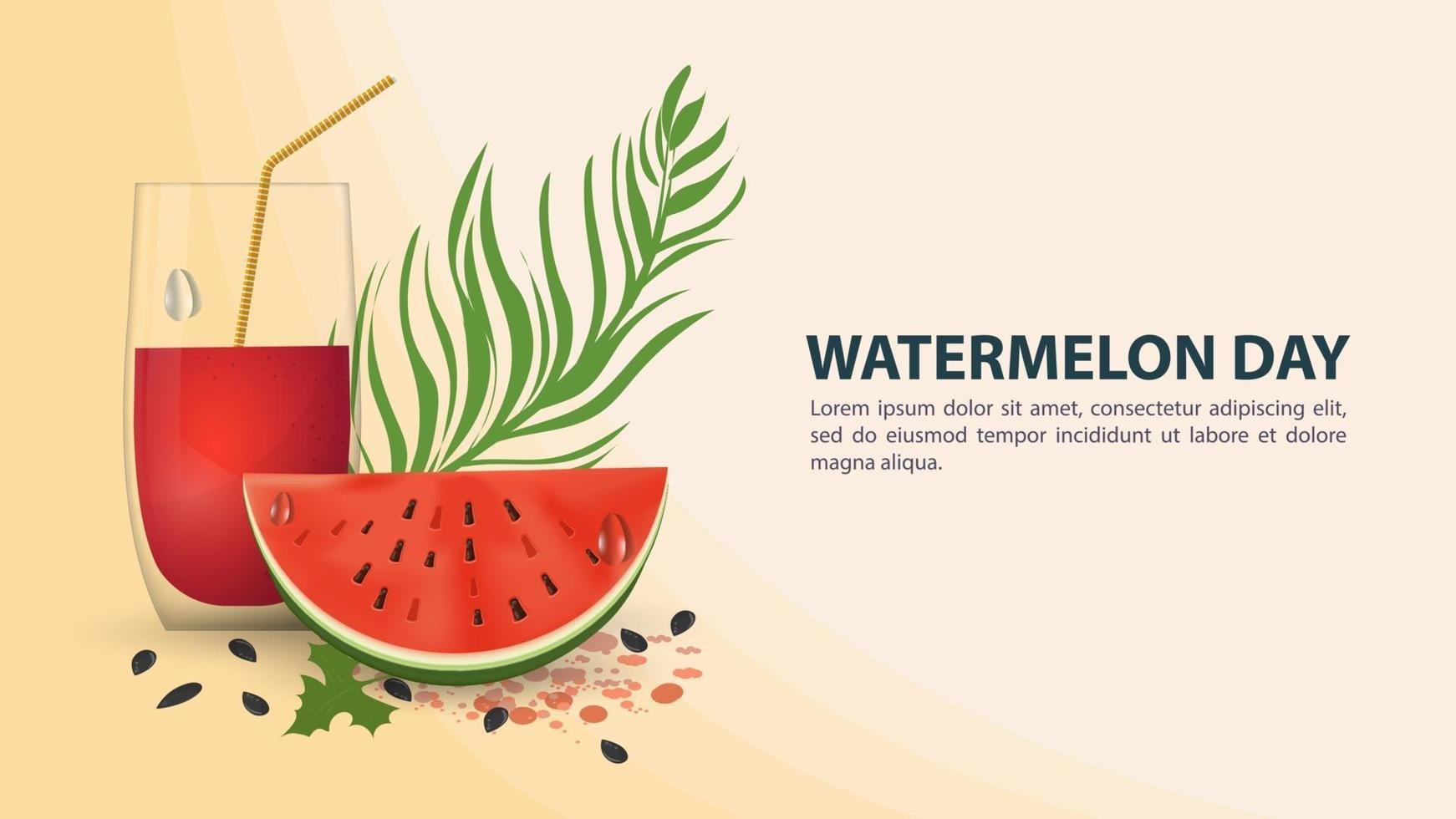 Watermelon day design with glass of juice and fruit vector