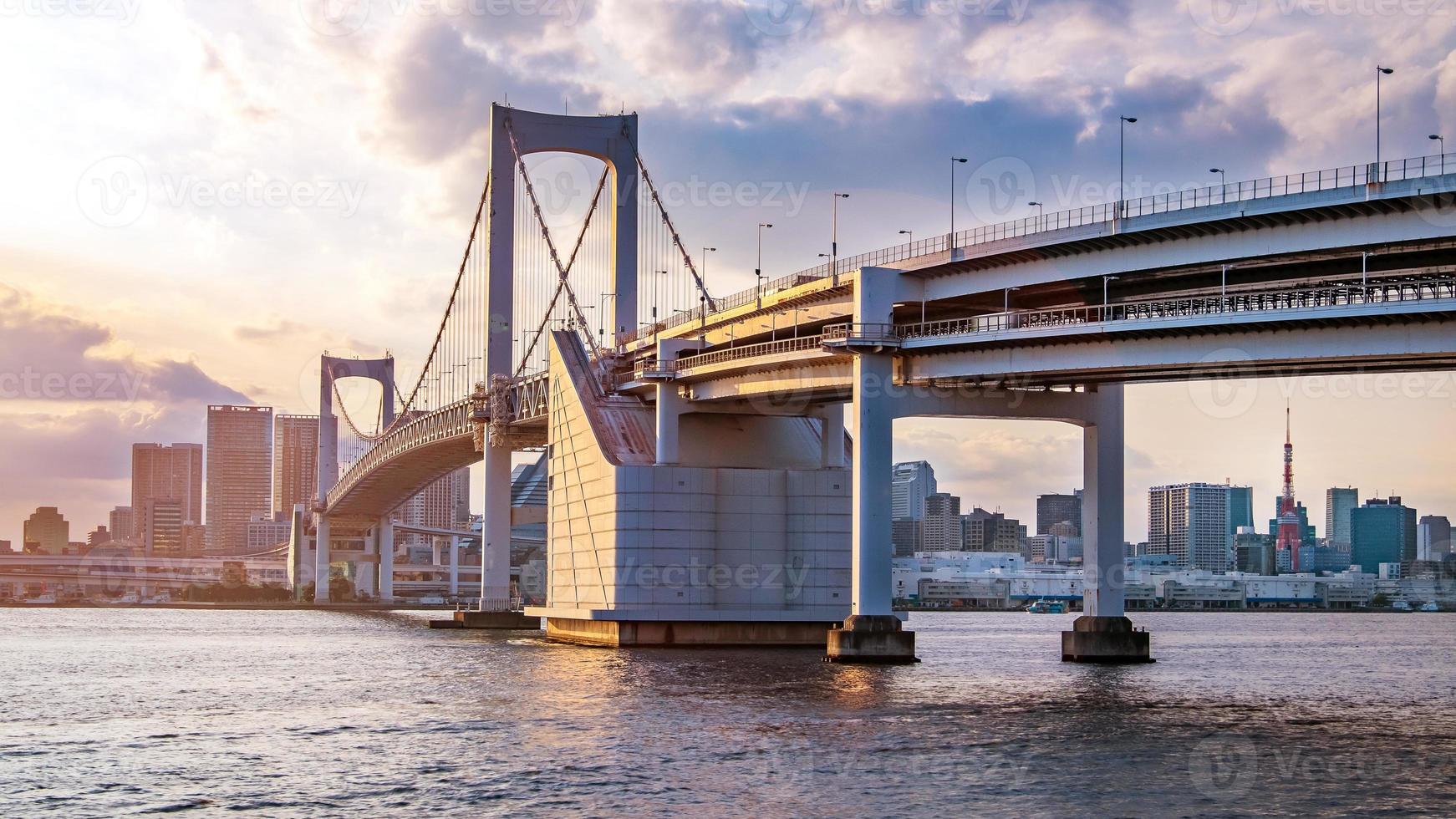 Panorama view of Tokyo skyline at sunset, Japan photo