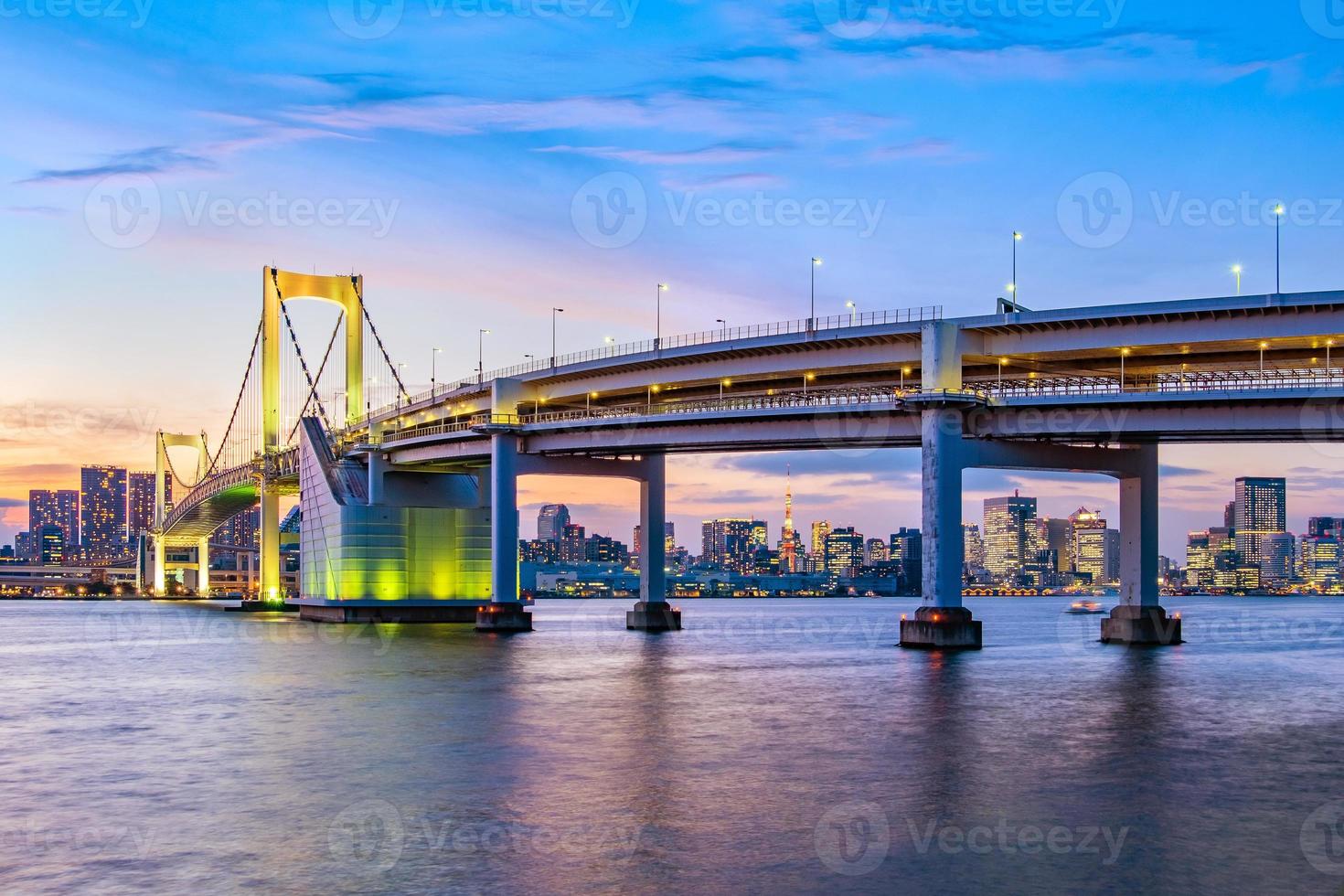 horizonte de tokio en la noche, japón foto