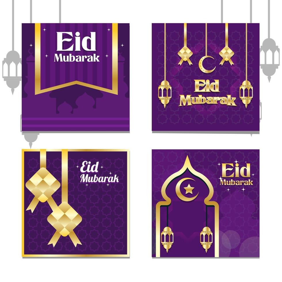 Gold Eid Ornament for Social Media vector