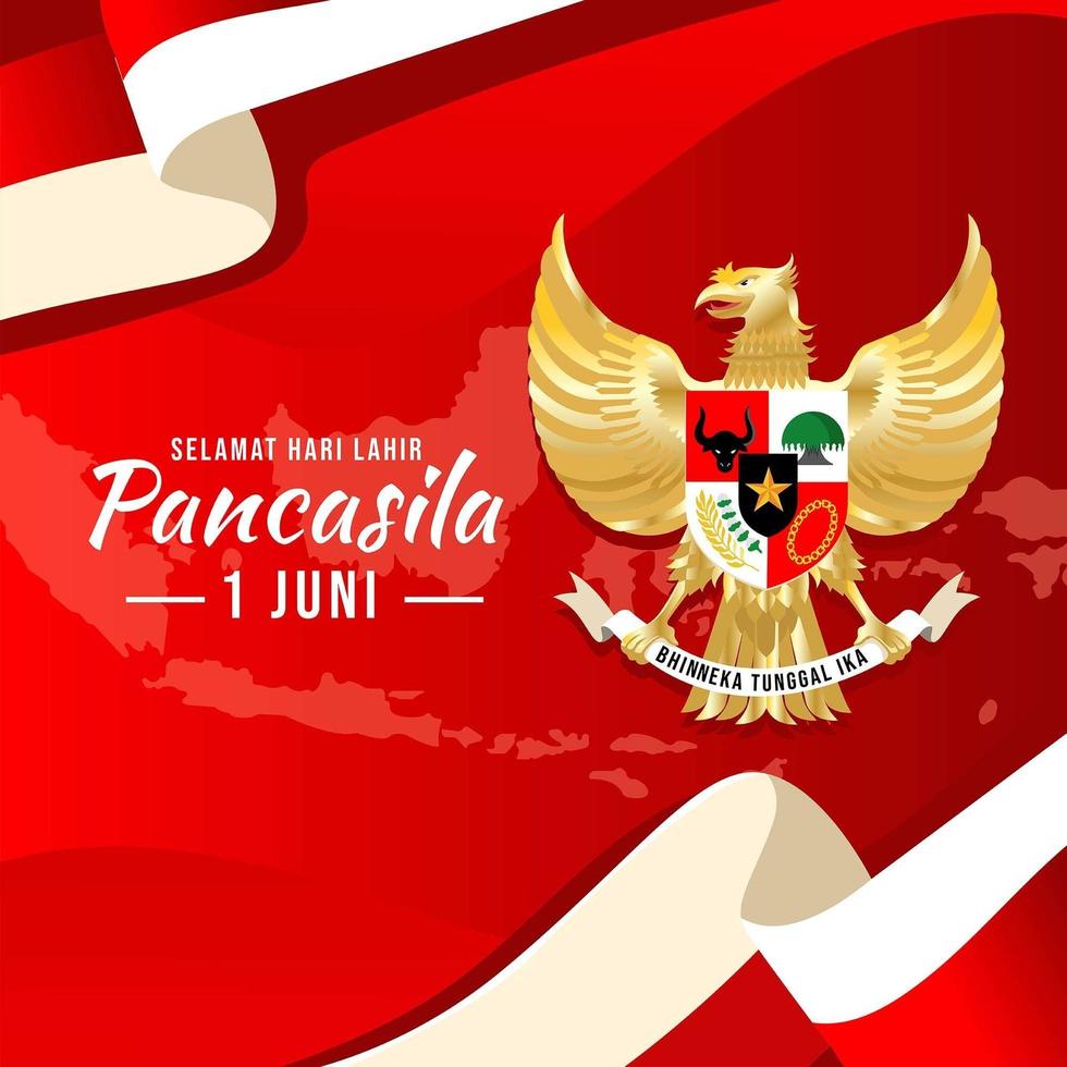 garuda dorado para la celebración del día pancasila vector