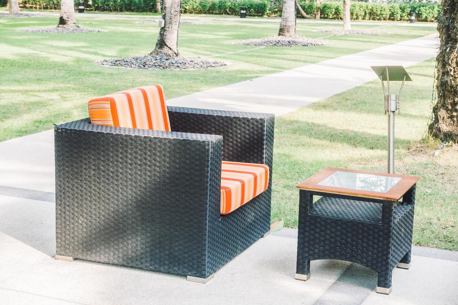 Sofa with outdoor patio photo