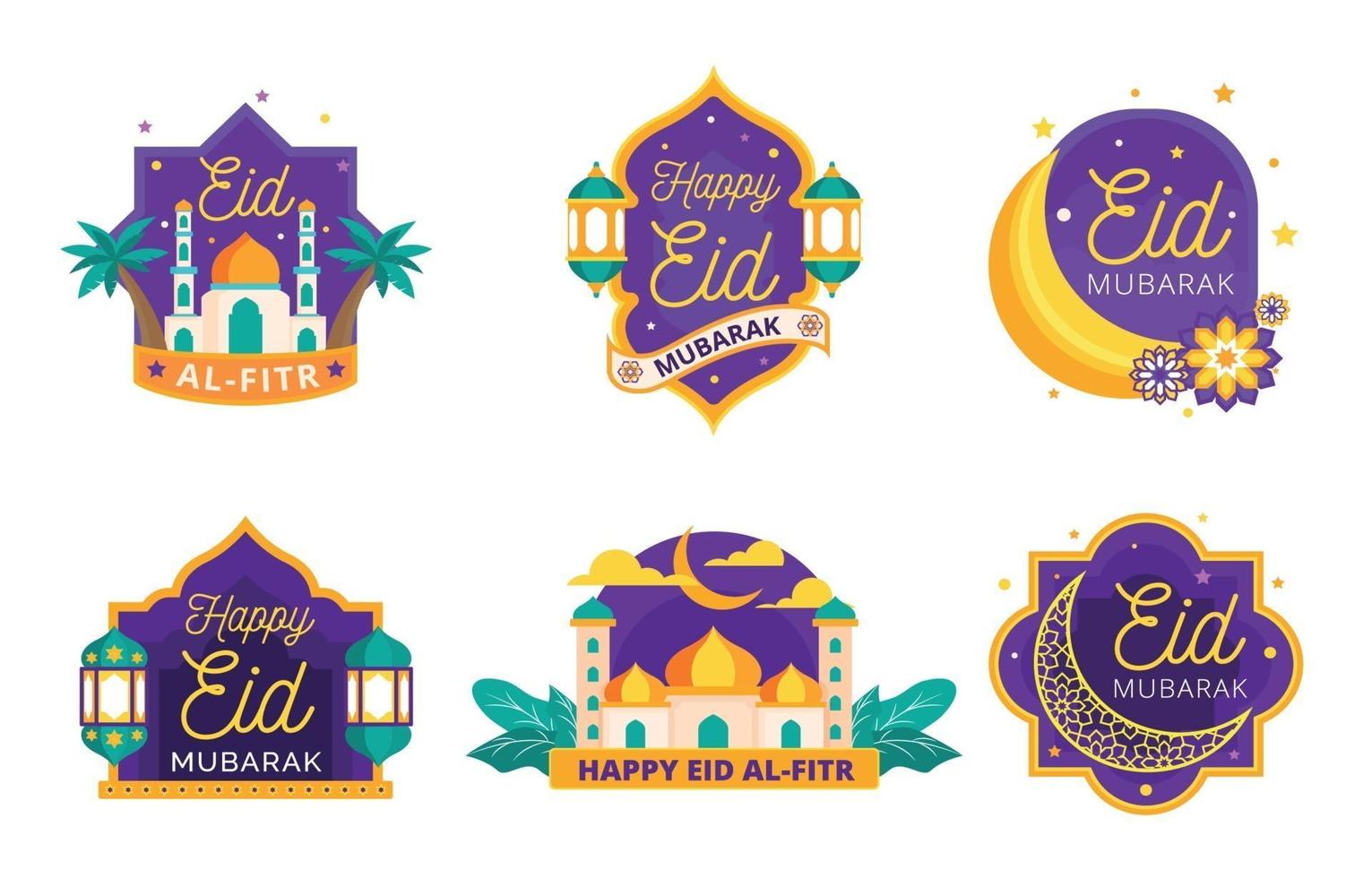 Eid Mubarak Badges Collection vector