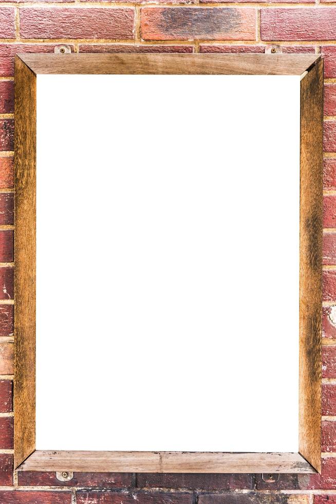 Advertising blank sign on brick wall photo