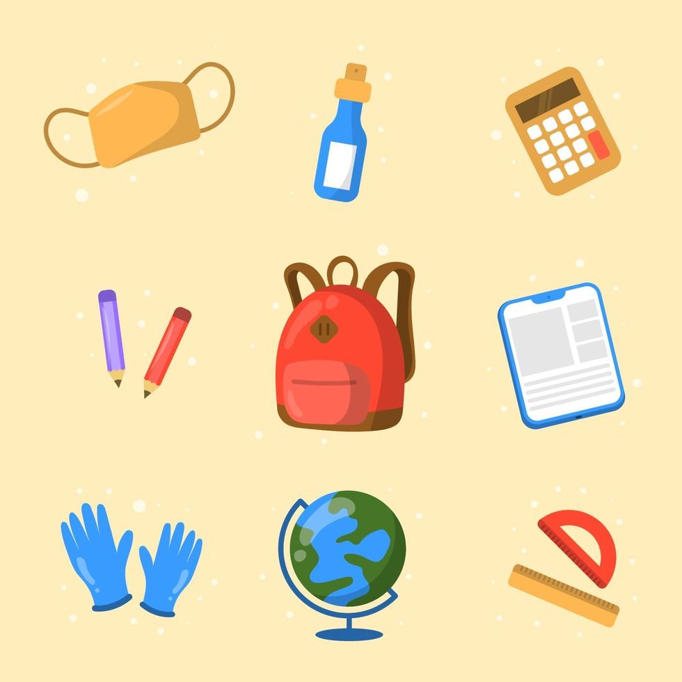 Flat Education School Icon Collection vector