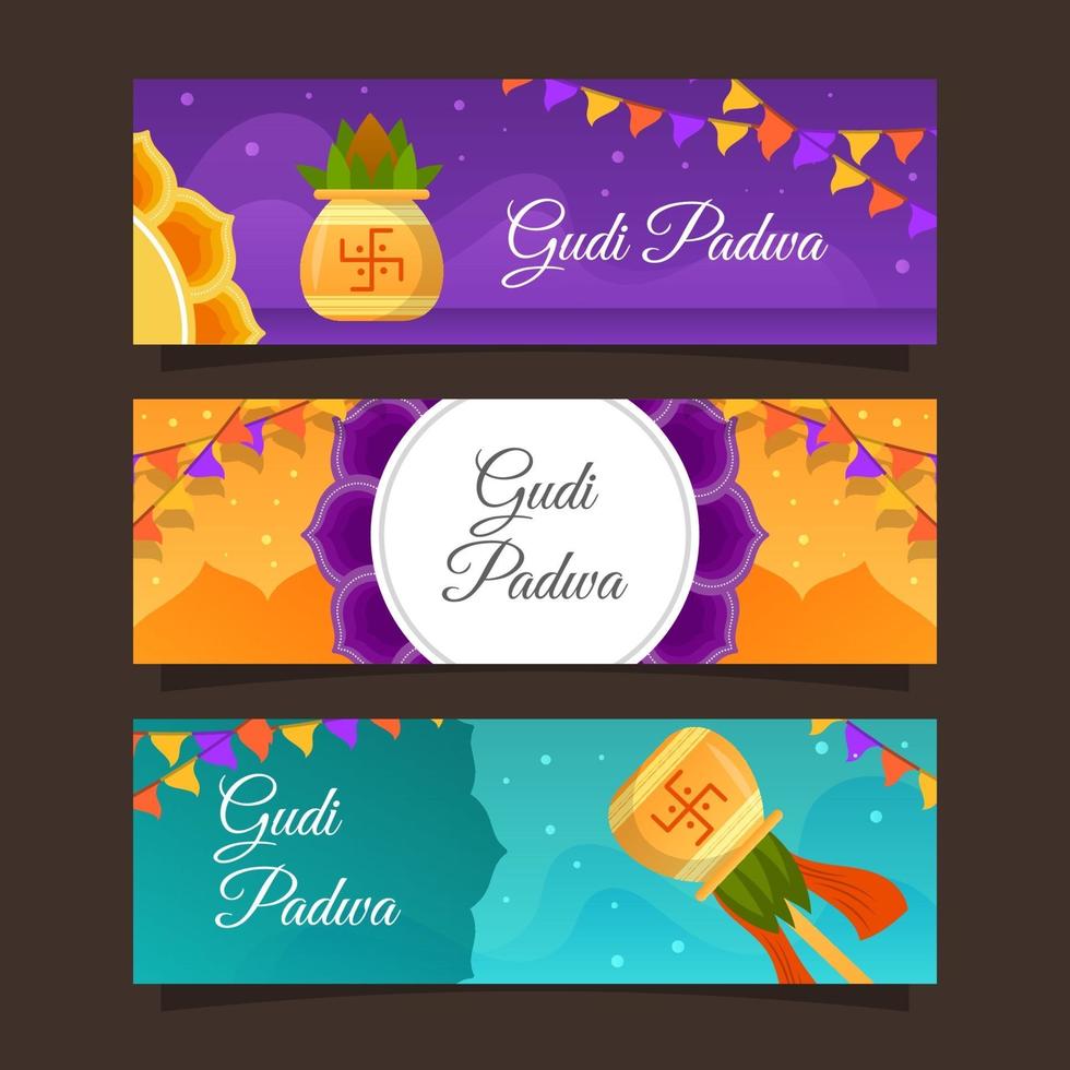 colección de pancartas de gudi padwa vector