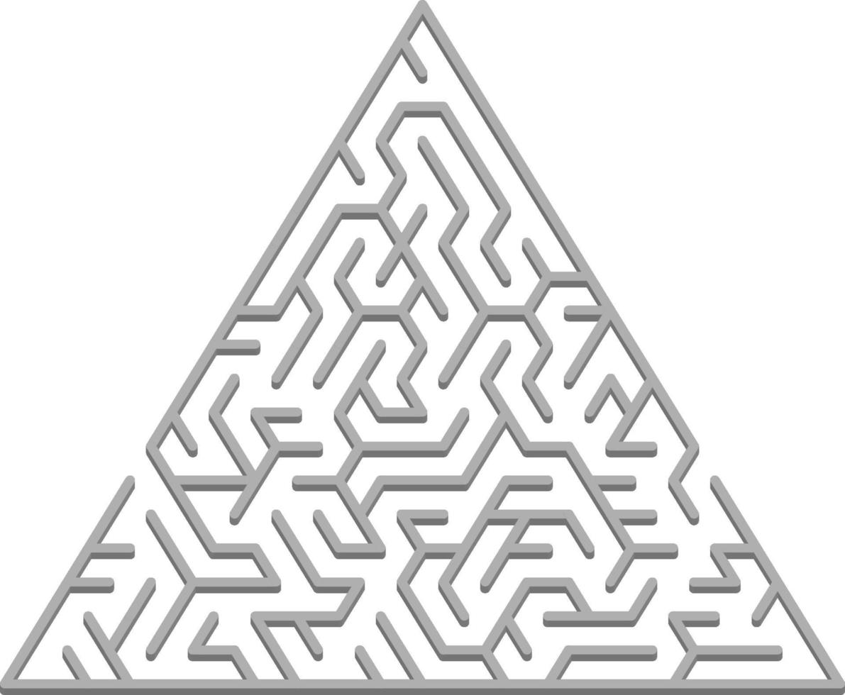 Vector template with a gray triangular 3D maze, puzzle.